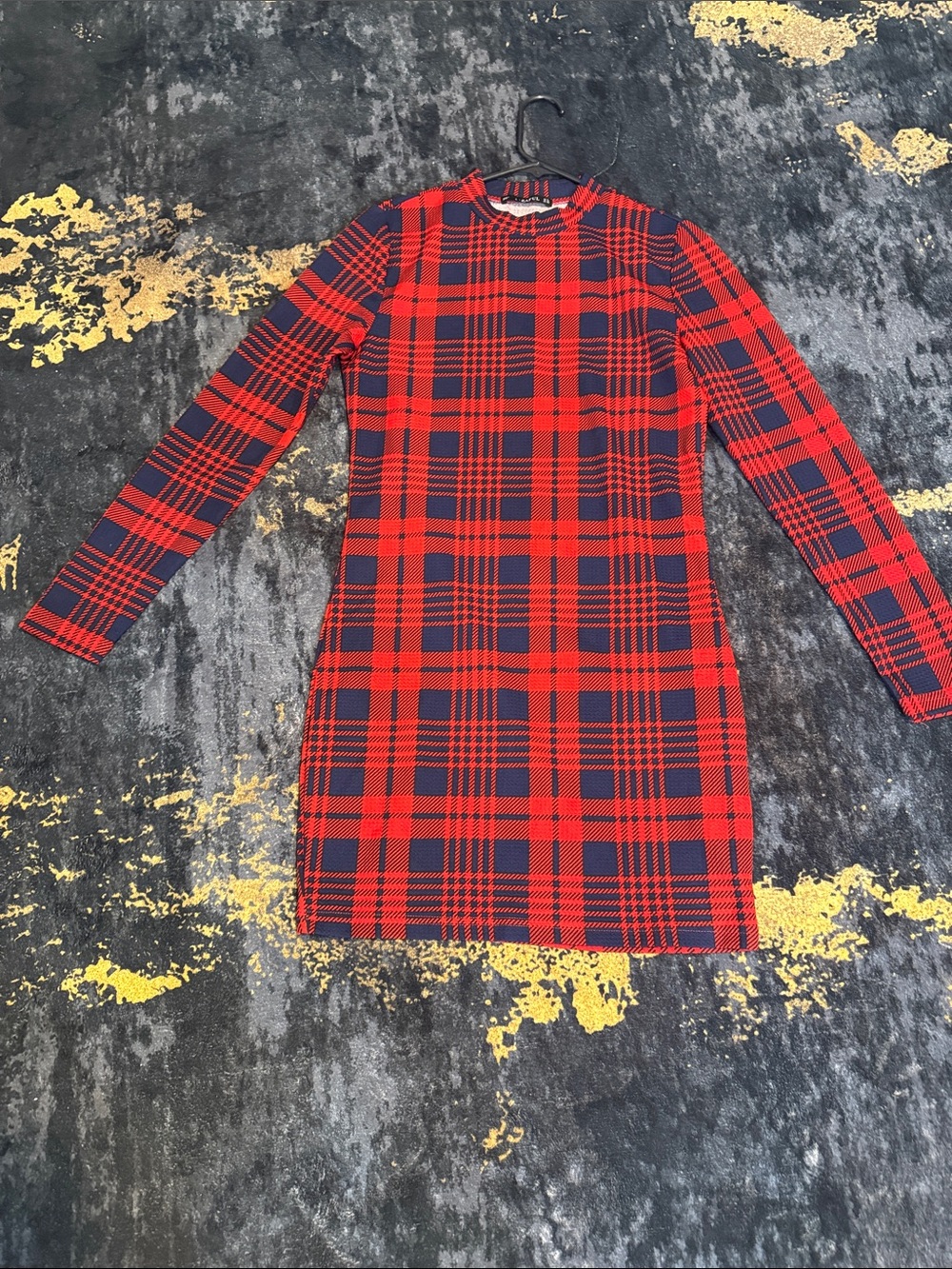 Zaful Red and Black Plaid Maxi Dress